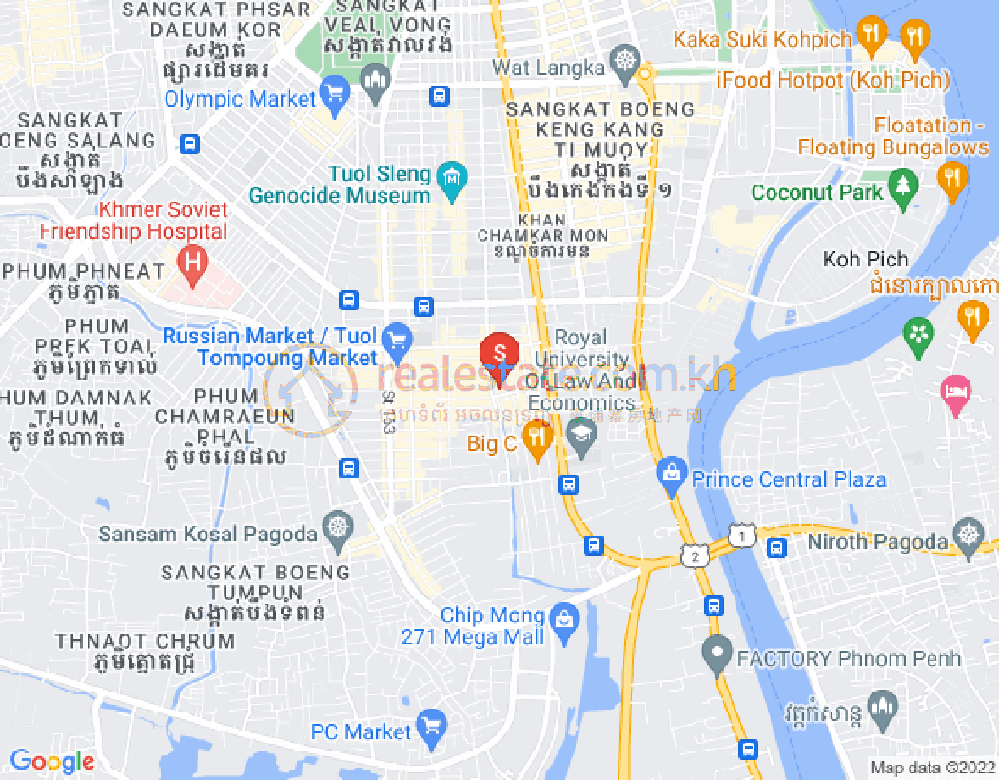 Mapa: Boeung Trabek, Chamkarmon, Phnom Penh