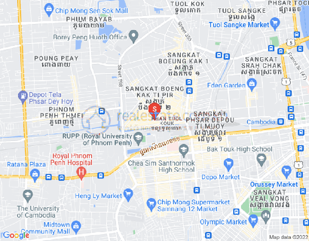 Map of Boeung Kak 2, Toul Kork, Phnom Penh