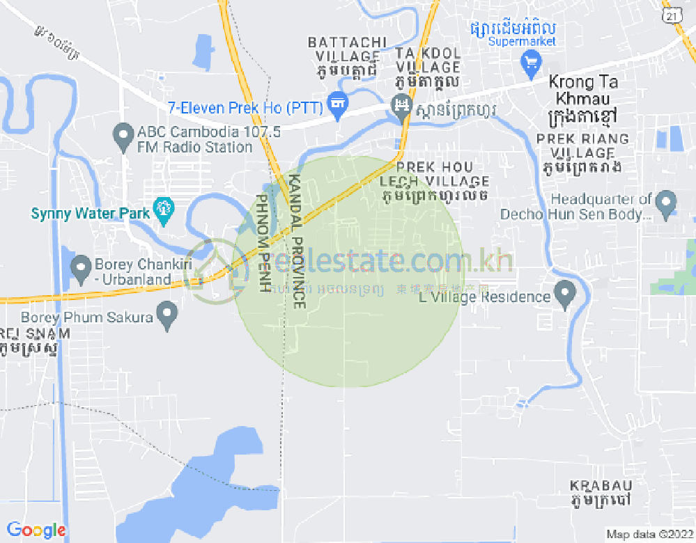 Map of to New Airport Decho Takmao Road 30m to New Airport Decho Takmao Road 30m, Prek Ho, Ta Khmau, Kandal