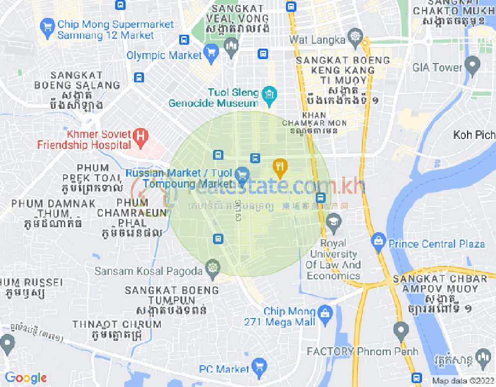 Map of Toul Tum Poung 1, Chamkarmon, Phnom Penh