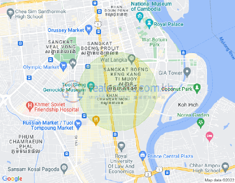 Map of BKK 1, Boeng Keng Kang, Phnom Penh