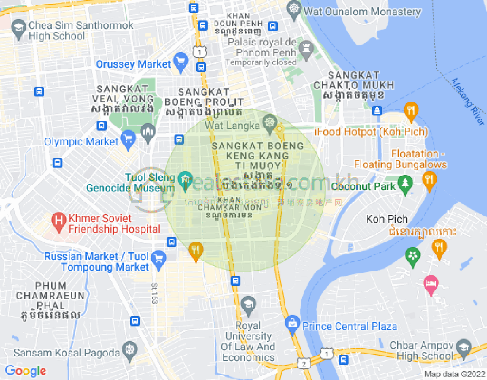 Mapa: BKK 1, Boeng Keng Kang, Phnom Penh