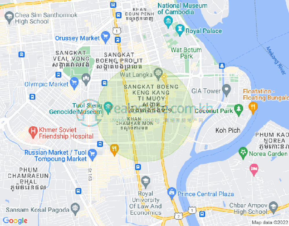 Map of BKK 1, Boeng Keng Kang, Phnom Penh
