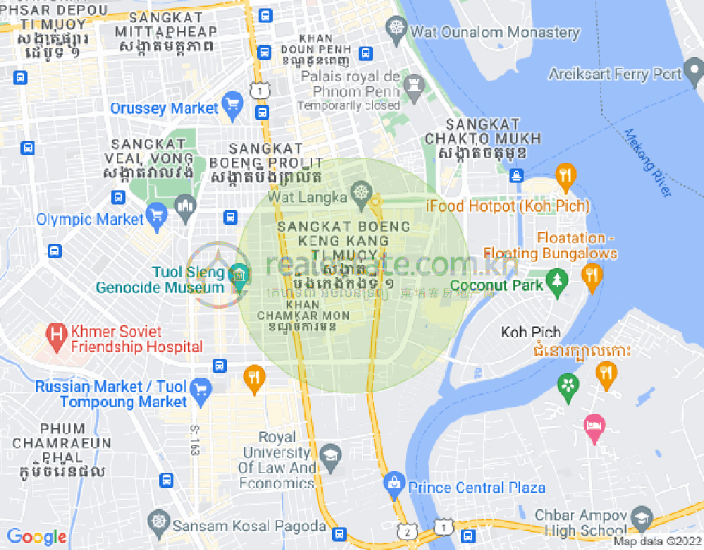 Map of BKK 1, Boeng Keng Kang, Phnom Penh