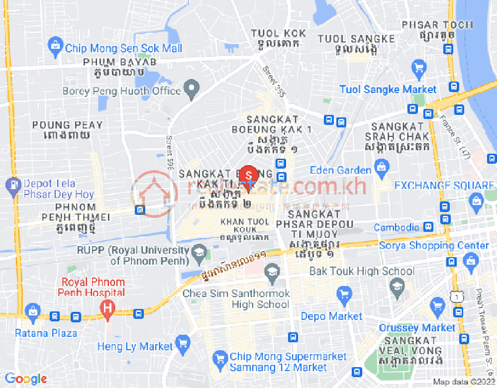 ブンカック2, トゥールコーク, プノンペンの地図