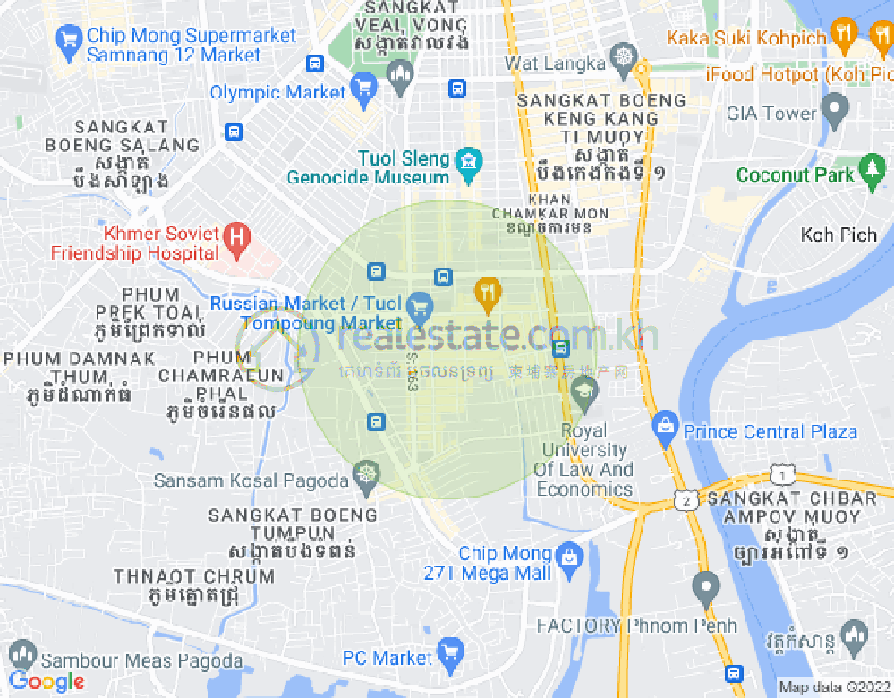 トゥールトンポン1, チャムカモン, プノンペンの地図