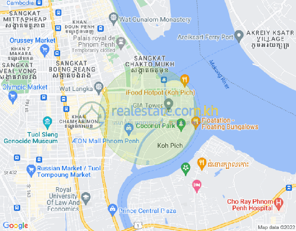 Mapa: Tonle Bassac, Chamkarmon, Phnom Penh