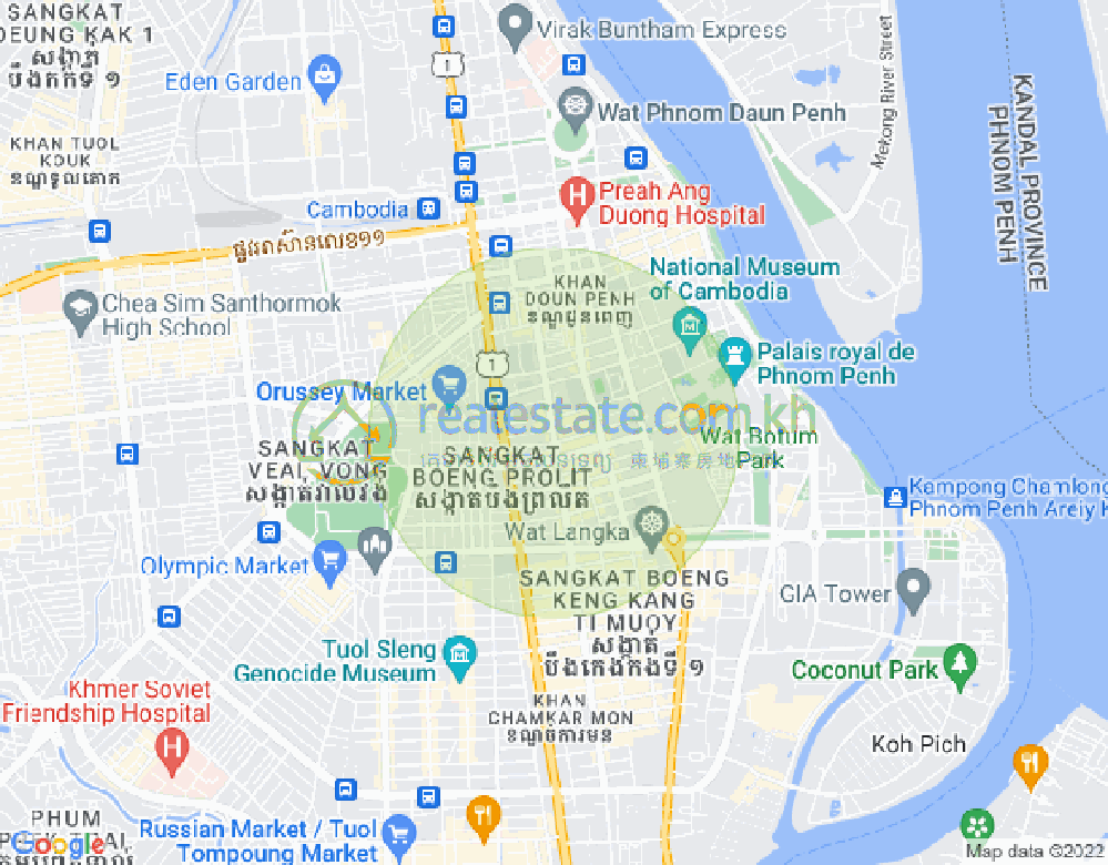 Carte de Boeng Reang, Daun Penh, Phnom Penh