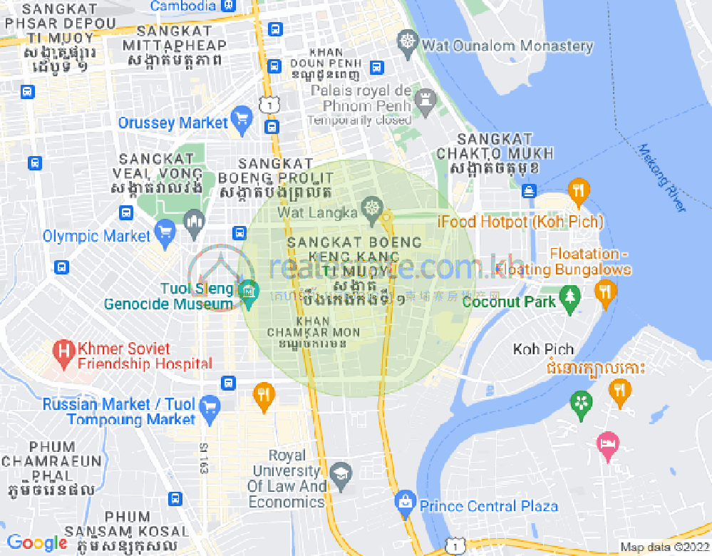 Map of Toul Tum Poung 1, Chamkarmon, Phnom Penh