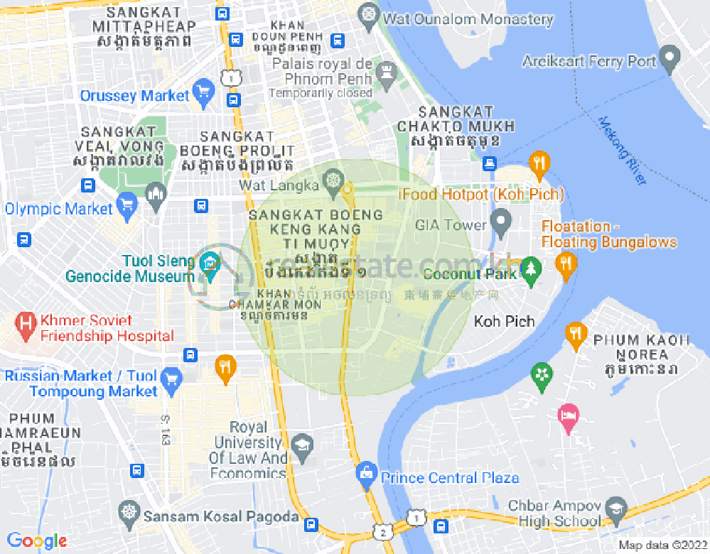 万景岗2分区（BKK2), 波哥堪, 金边地图