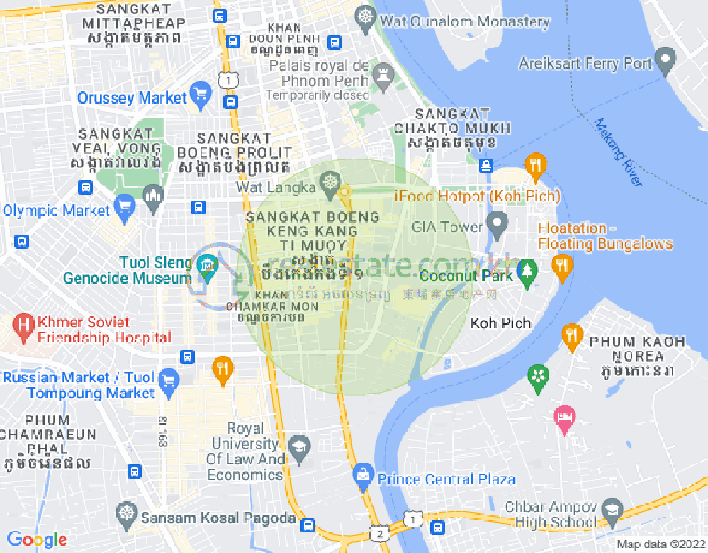 백색하구역, 짬까몬, 프놈펜 지도