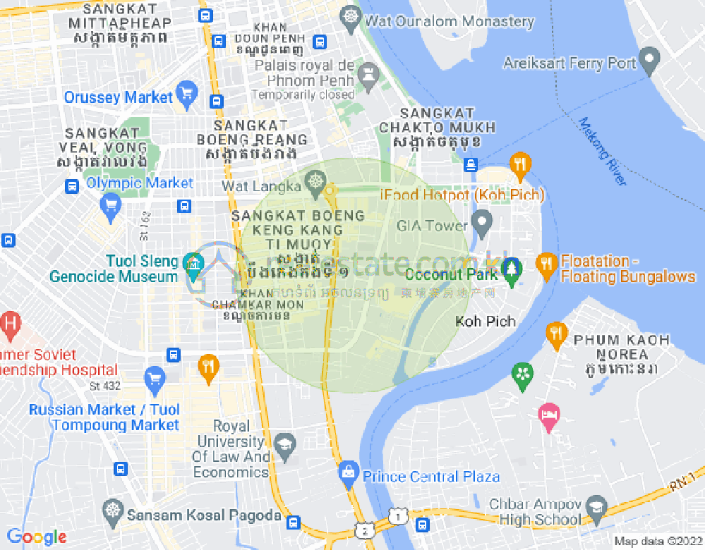 Map of BKK 1, Boeng Keng Kang, Phnom Penh