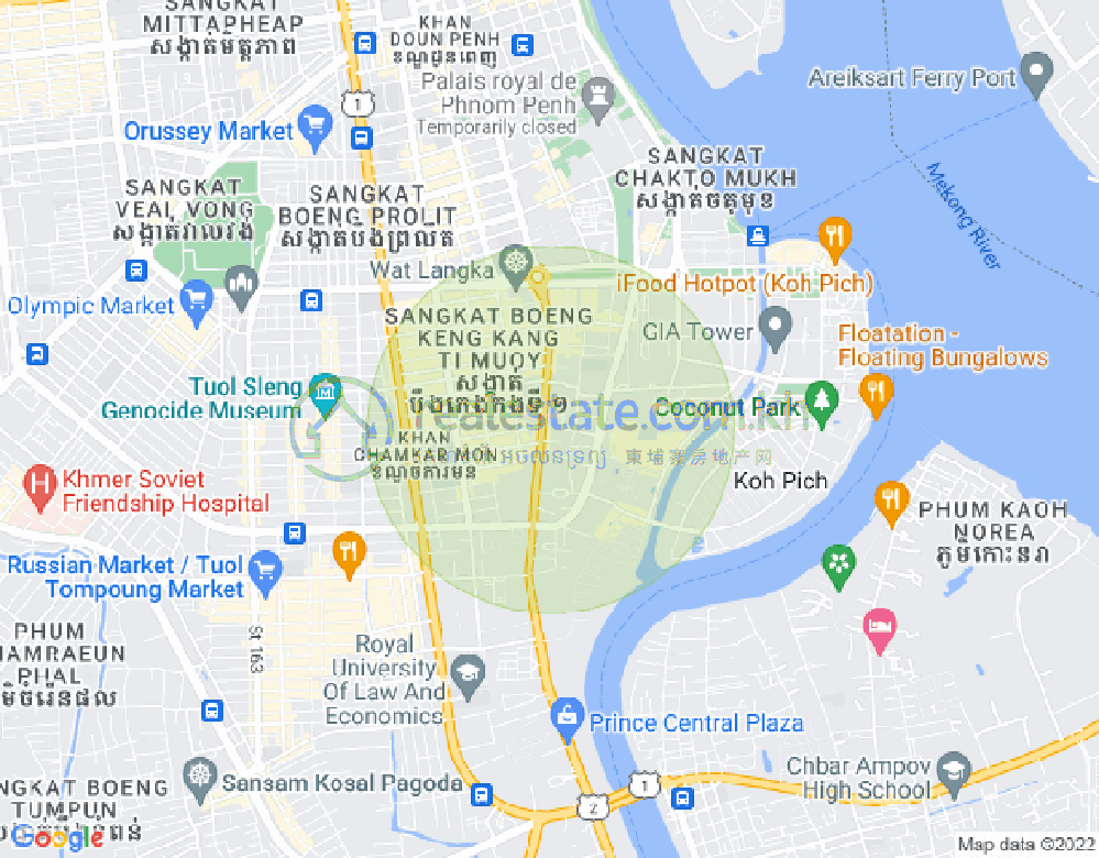 Map of BKK 1, Boeng Keng Kang, Phnom Penh