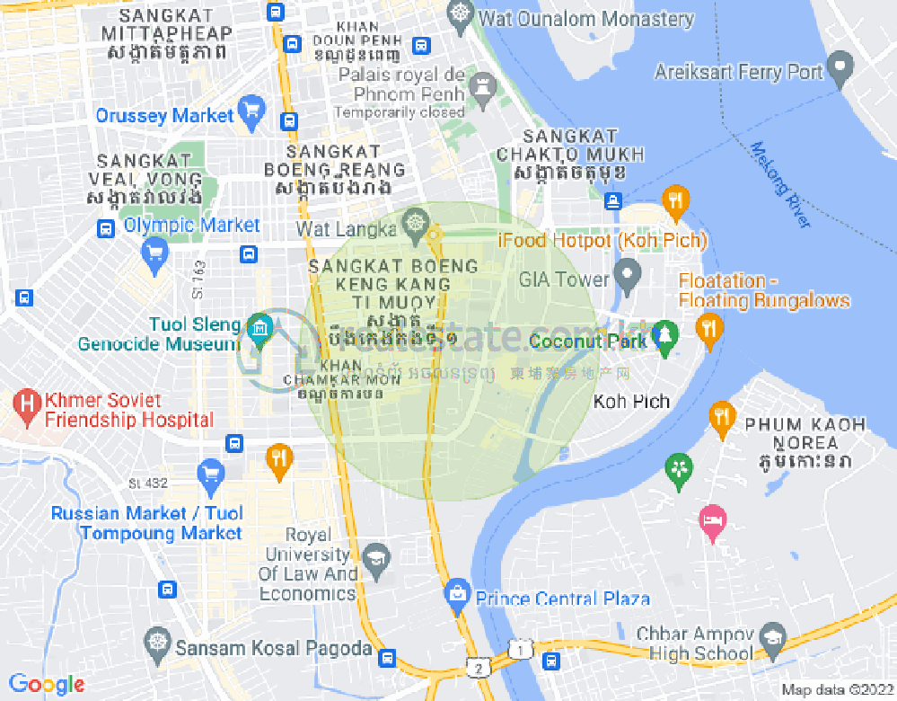 Map of BKK 1, Boeng Keng Kang, Phnom Penh