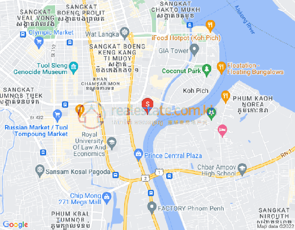 Mapa: Tonle Bassac, Chamkarmon, Phnom Penh