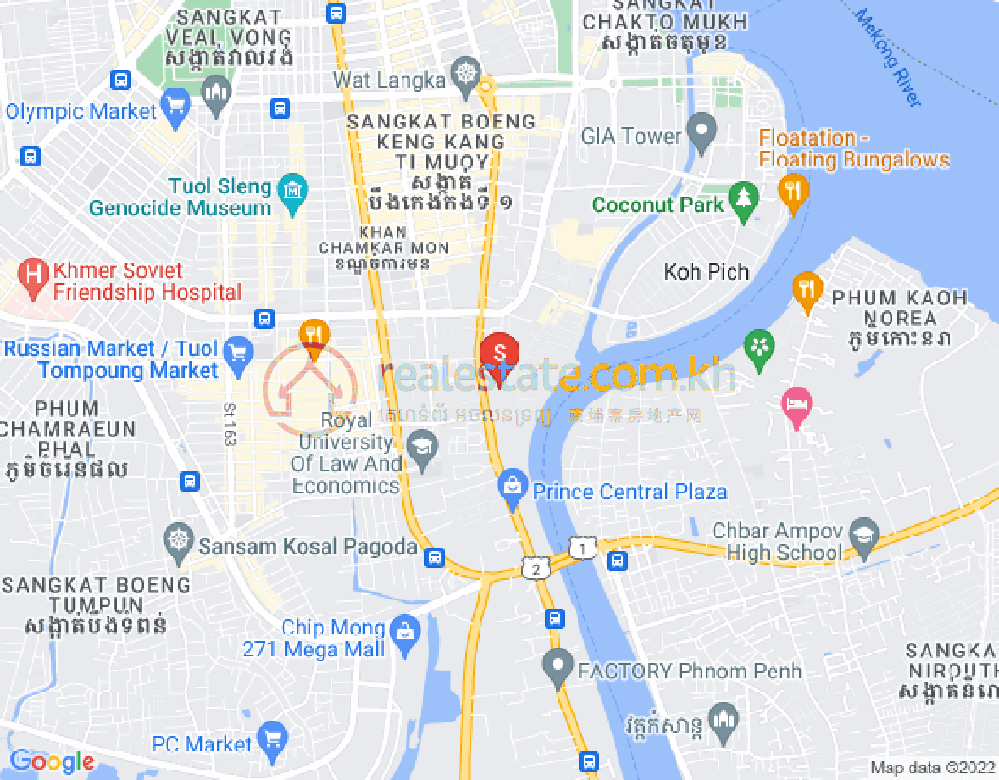 Mapa: Tonle Bassac, Chamkarmon, Phnom Penh
