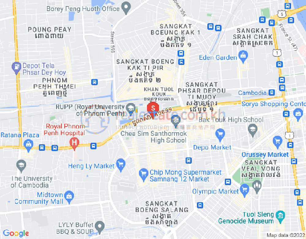 Tuek L'ak 3镇, 堆谷区, 金边地图