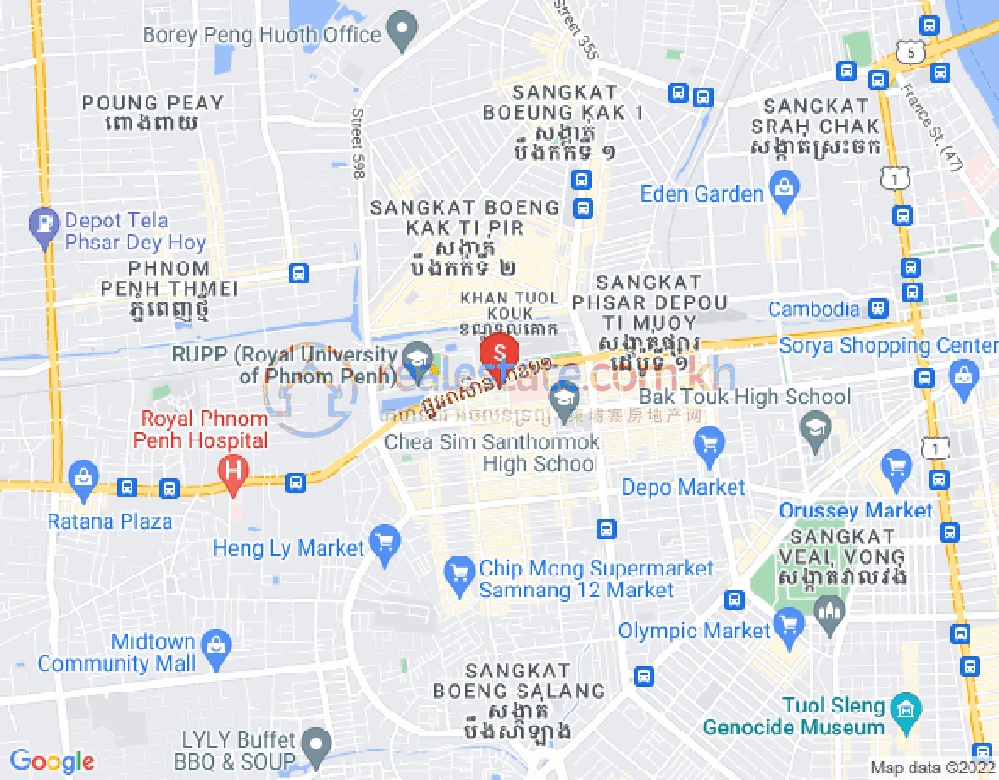 Mapa: Tuek L'ak 3, Toul Kork, Phnom Penh