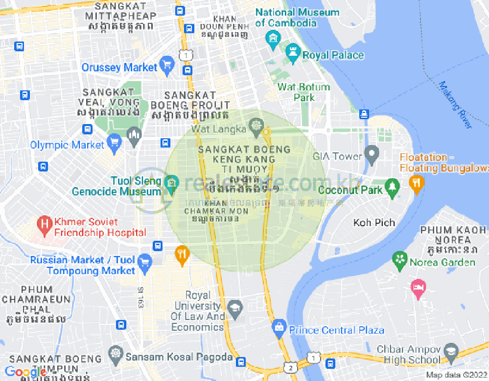 Map of BKK 1, Boeng Keng Kang, Phnom Penh