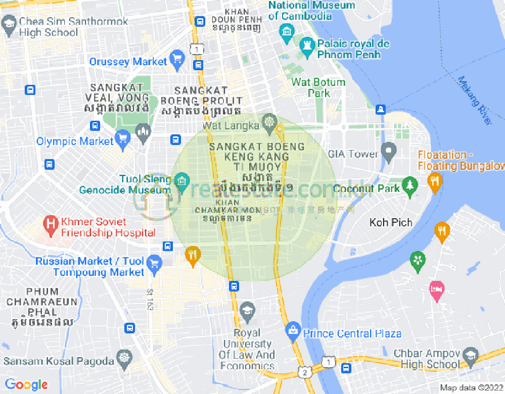 Map of BKK 1, Boeng Keng Kang, Phnom Penh