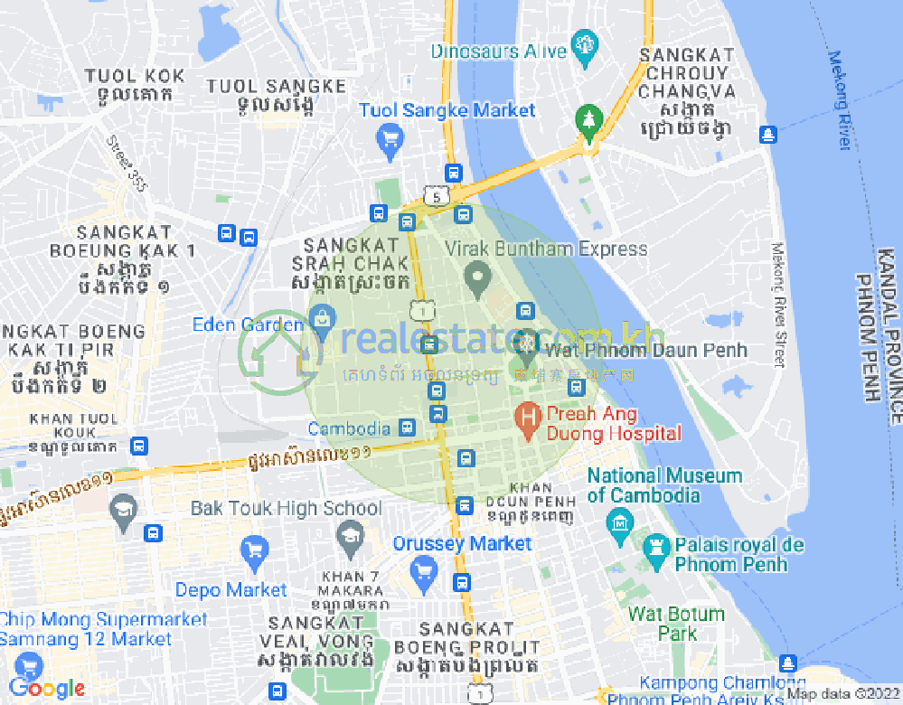 Mapa: Phsar Kandal II, Daun Penh, Phnom Penh