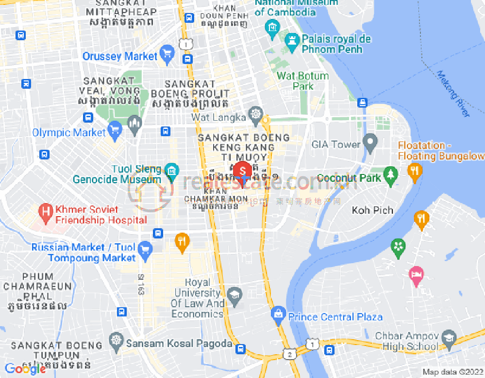 万景岗1分区（BKK1), 波哥堪, 金边地图