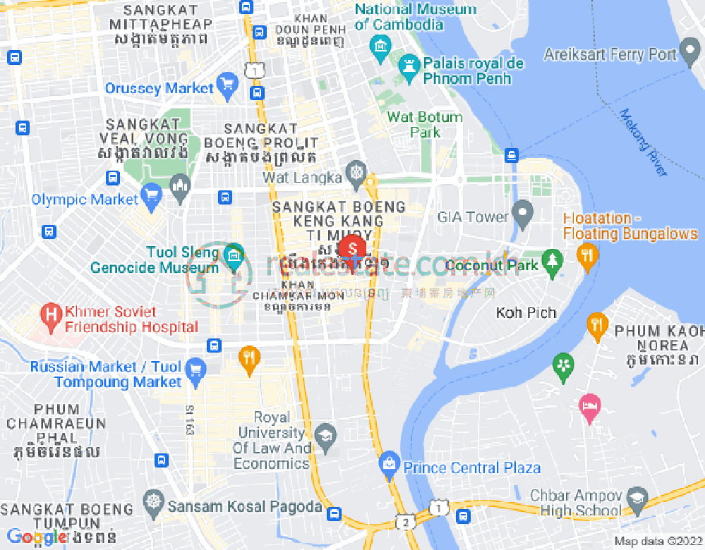 万景岗1分区（BKK1), 波哥堪, 金边地图