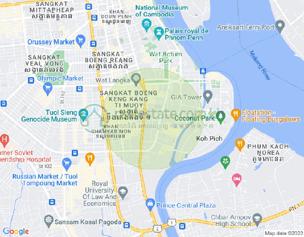 Map of BKK 1, Boeng Keng Kang, Phnom Penh