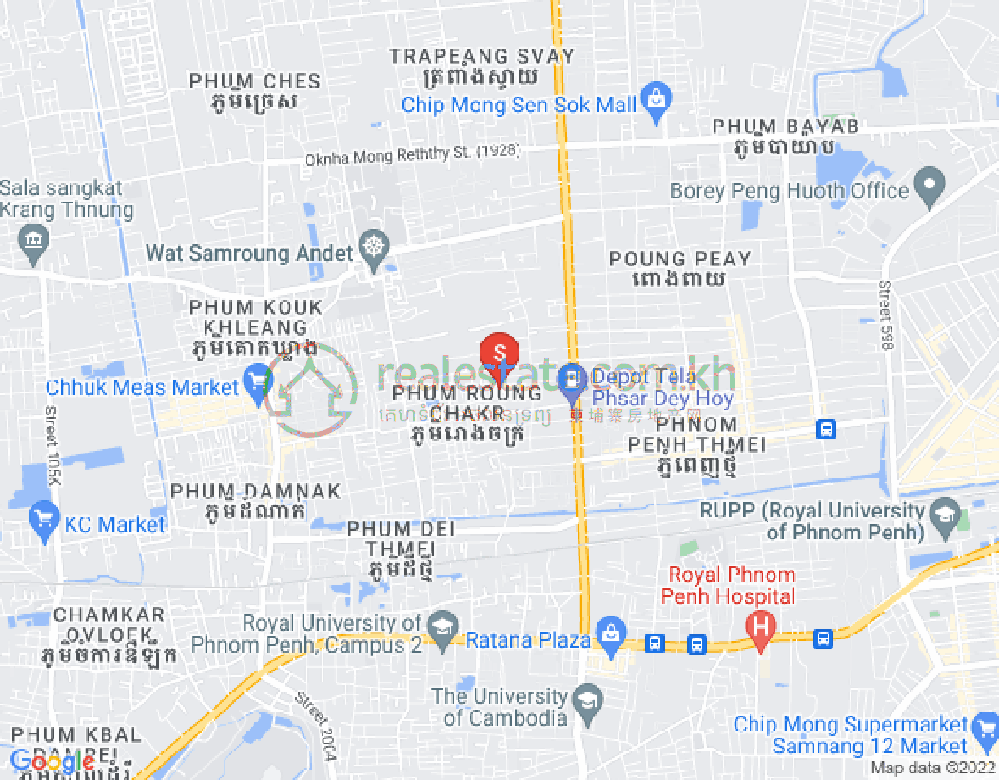 コーククリアン, センソック, プノンペンの地図
