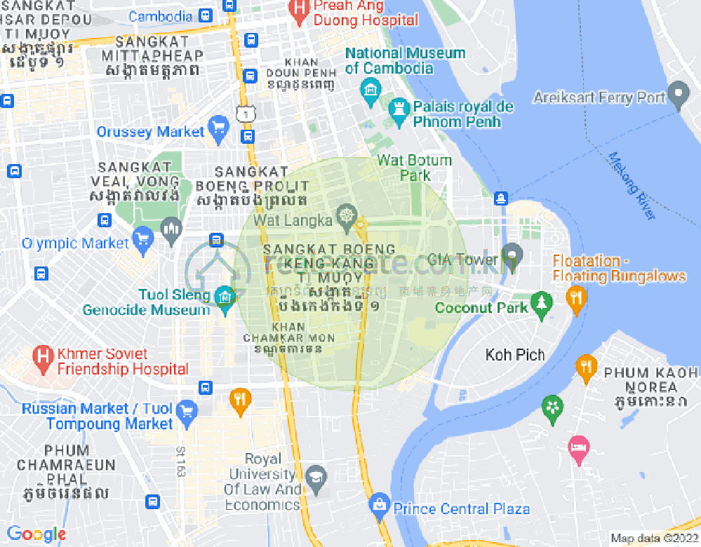 Map of BKK 1, Boeng Keng Kang, Phnom Penh