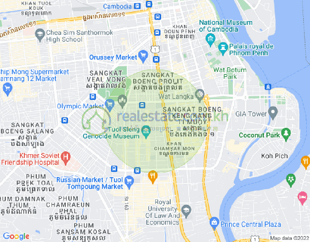 万景岗2分区（BKK2), 波哥堪, 金边地图