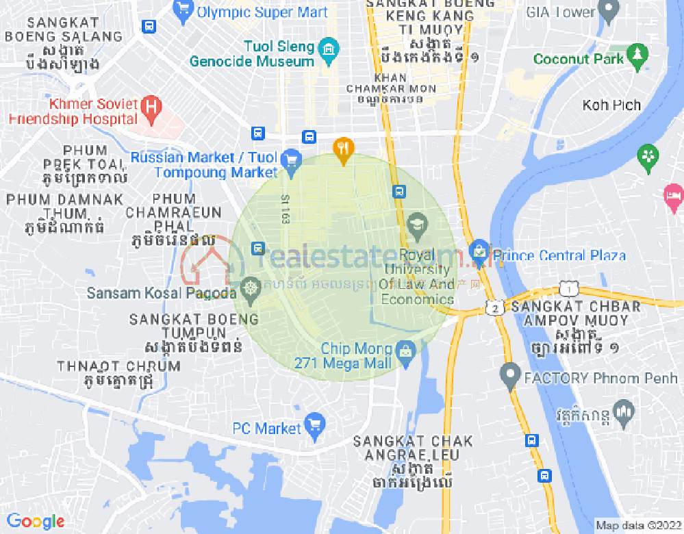แผนที่ พสาร์เดิมทะกอ, จัมการมอน, พนมเปญ