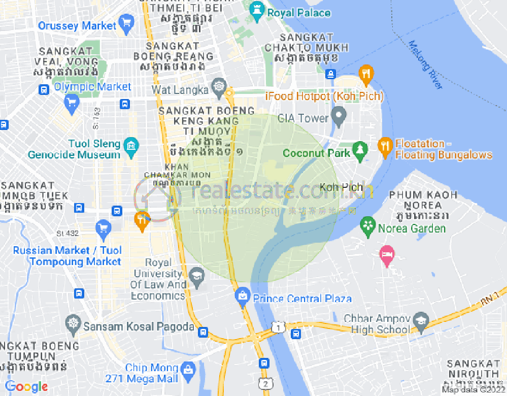 トンレバサック, チャムカモン, プノンペンの地図