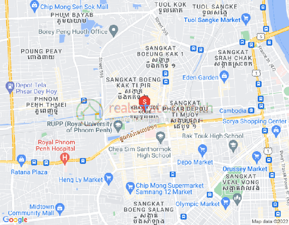 Mapa: Boeung Salang, Toul Kork, Phnom Penh