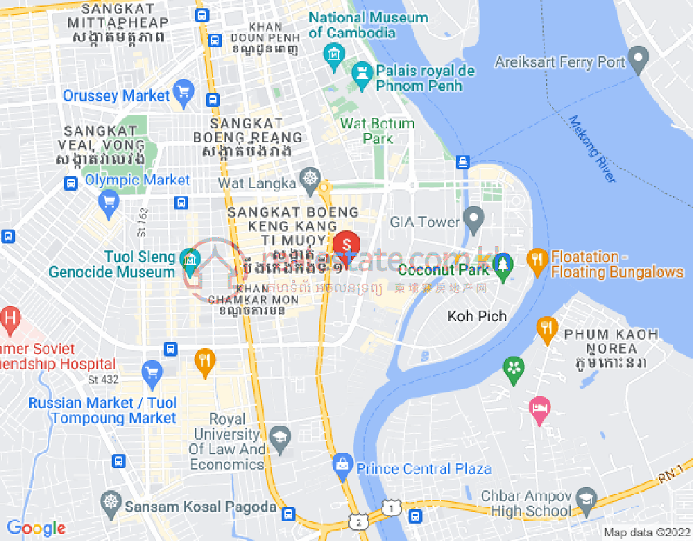 万景岗1分区（BKK1), 波哥堪, 金边地图