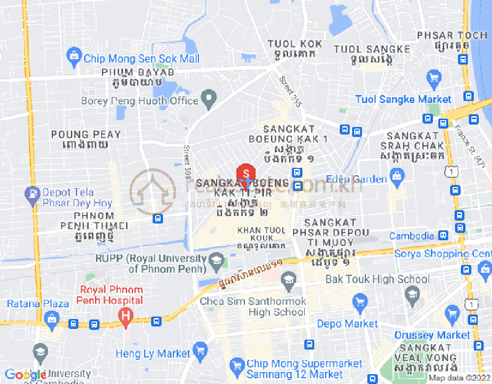 Mapa: Tuek L'ak 1, Toul Kork, Phnom Penh