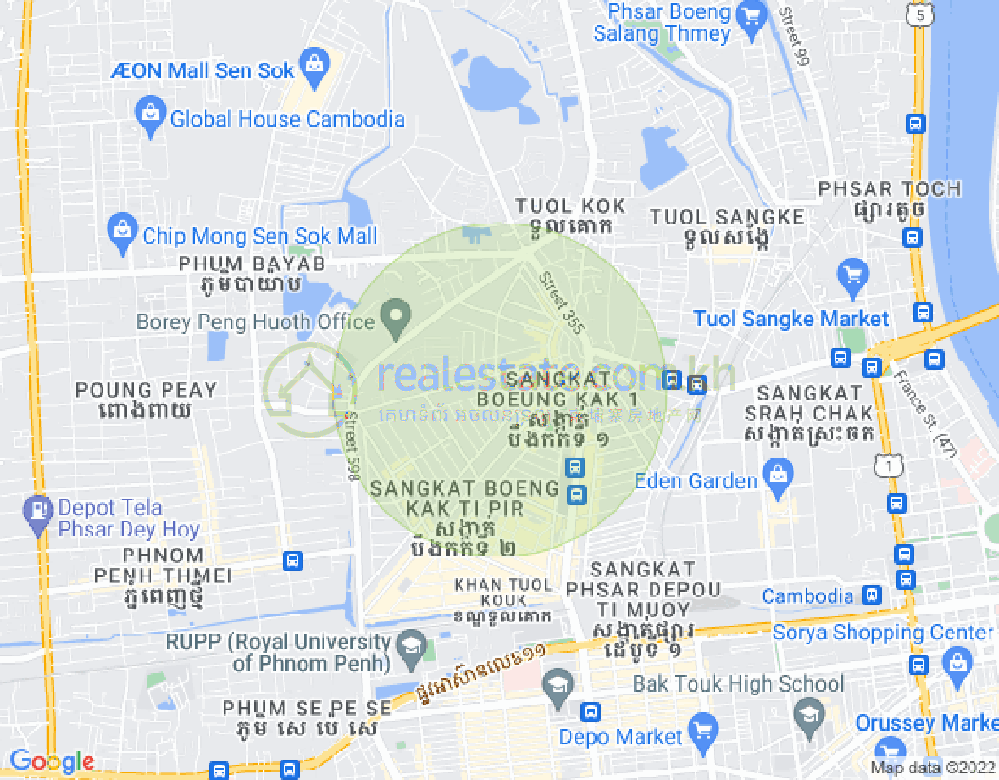 Mapa: Boeung Kak 2, Toul Kork, Phnom Penh