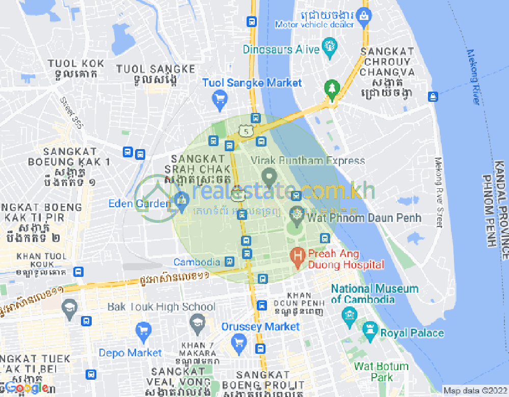 Map of Wat Phnom, Daun Penh, Phnom Penh