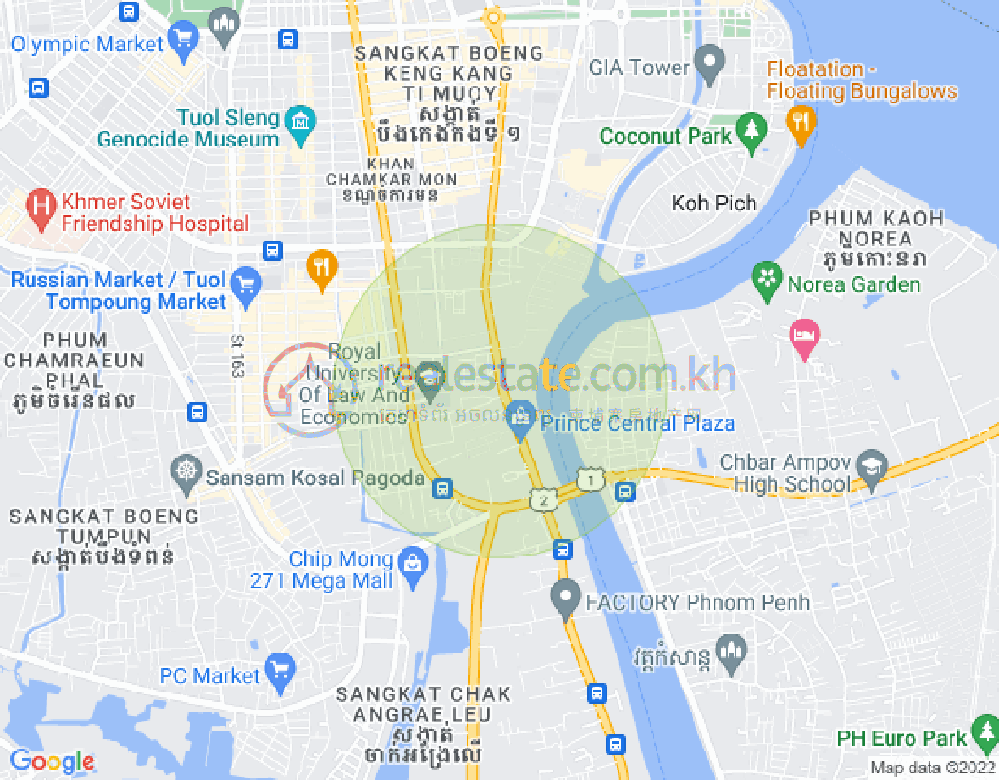 Carte de Tonle Bassac, Chamkarmon, Phnom Penh