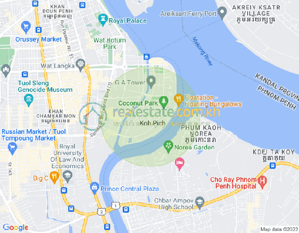 Carte de Tonle Bassac, Chamkarmon, Phnom Penh