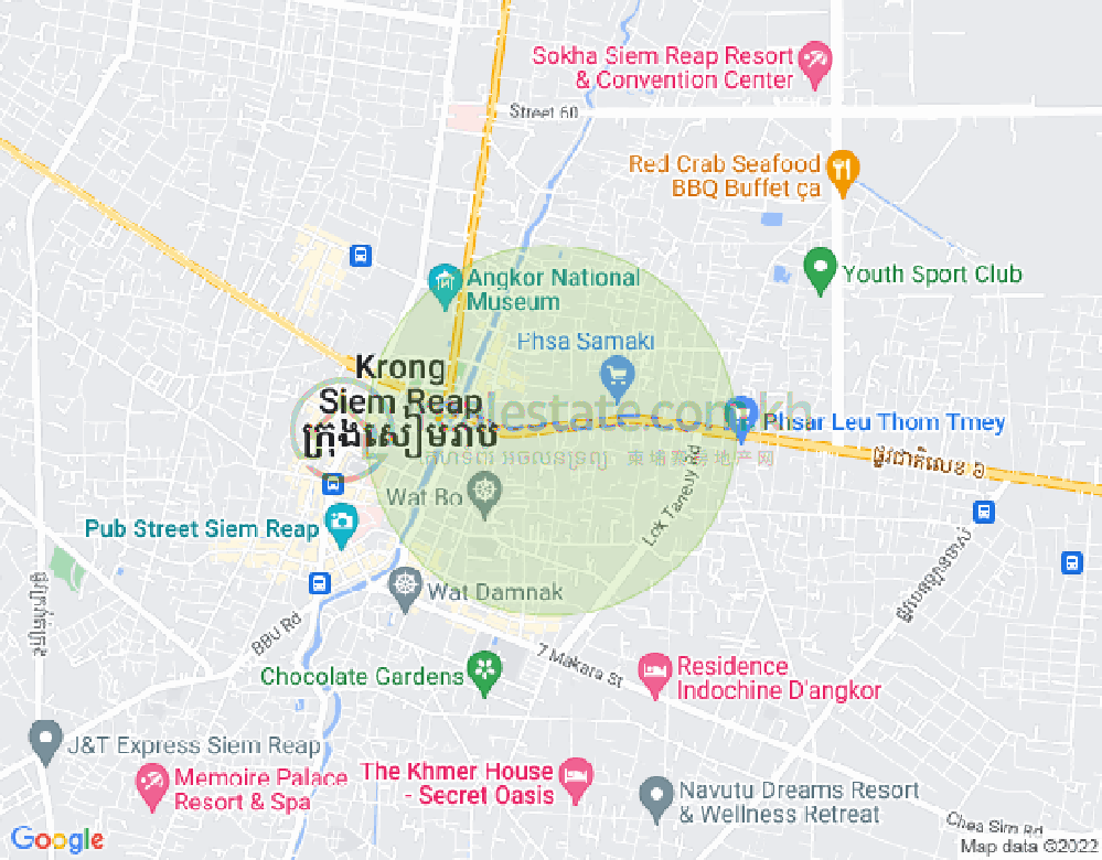 Map of Na Road 6A, Sla Kram, Siem Reap