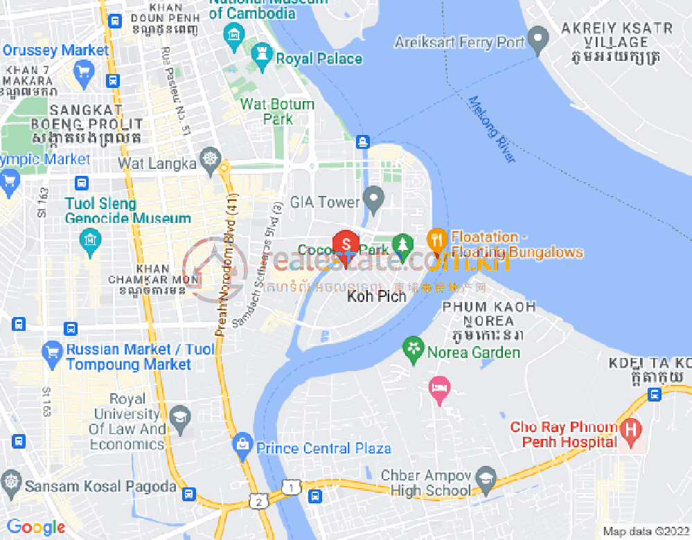 Carte de Tonle Bassac, Chamkarmon, Phnom Penh