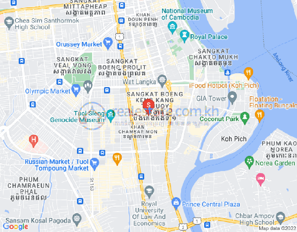 만경강1부구(BKK1), 벙껭깡, 프놈펜 지도