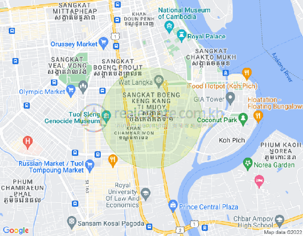 Carte de BKK 1, Boeng Keng Kang, Phnom Penh