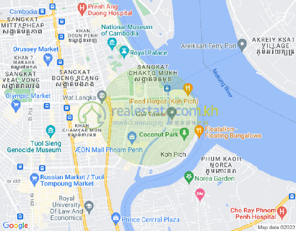 Carte de Tonle Bassac, Chamkarmon, Phnom Penh