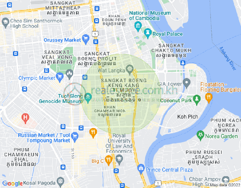 Mapa: Boeung Trabek, Chamkarmon, Phnom Penh