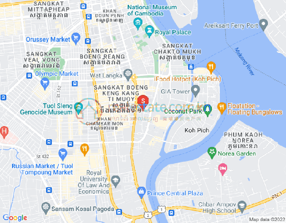 ブン・カック1, トゥールコーク, プノンペンの地図