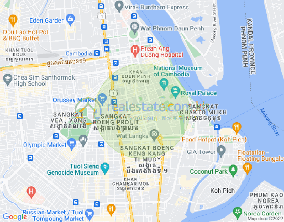 Map of Boeng Reang, Daun Penh, Phnom Penh