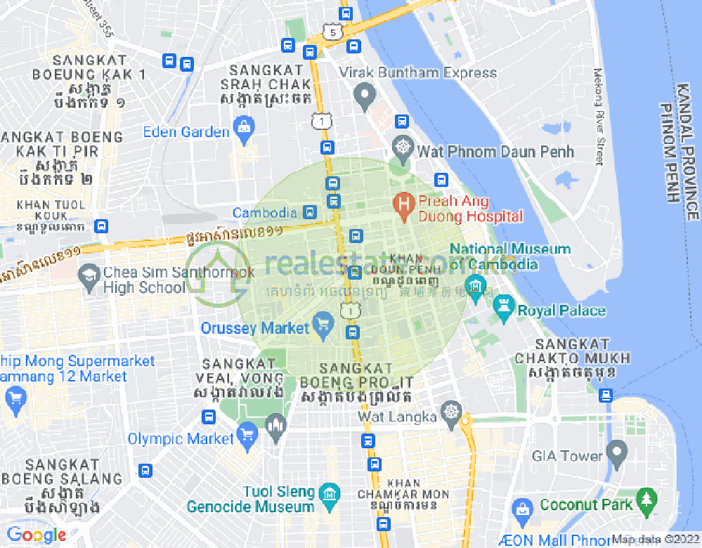 Map of Phsar Thmei I, Daun Penh, Phnom Penh
