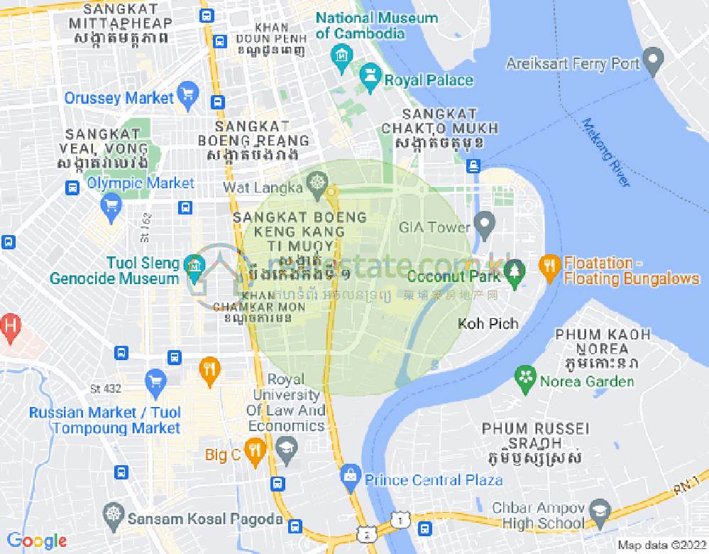 백색하구역, 짬까몬, 프놈펜 지도